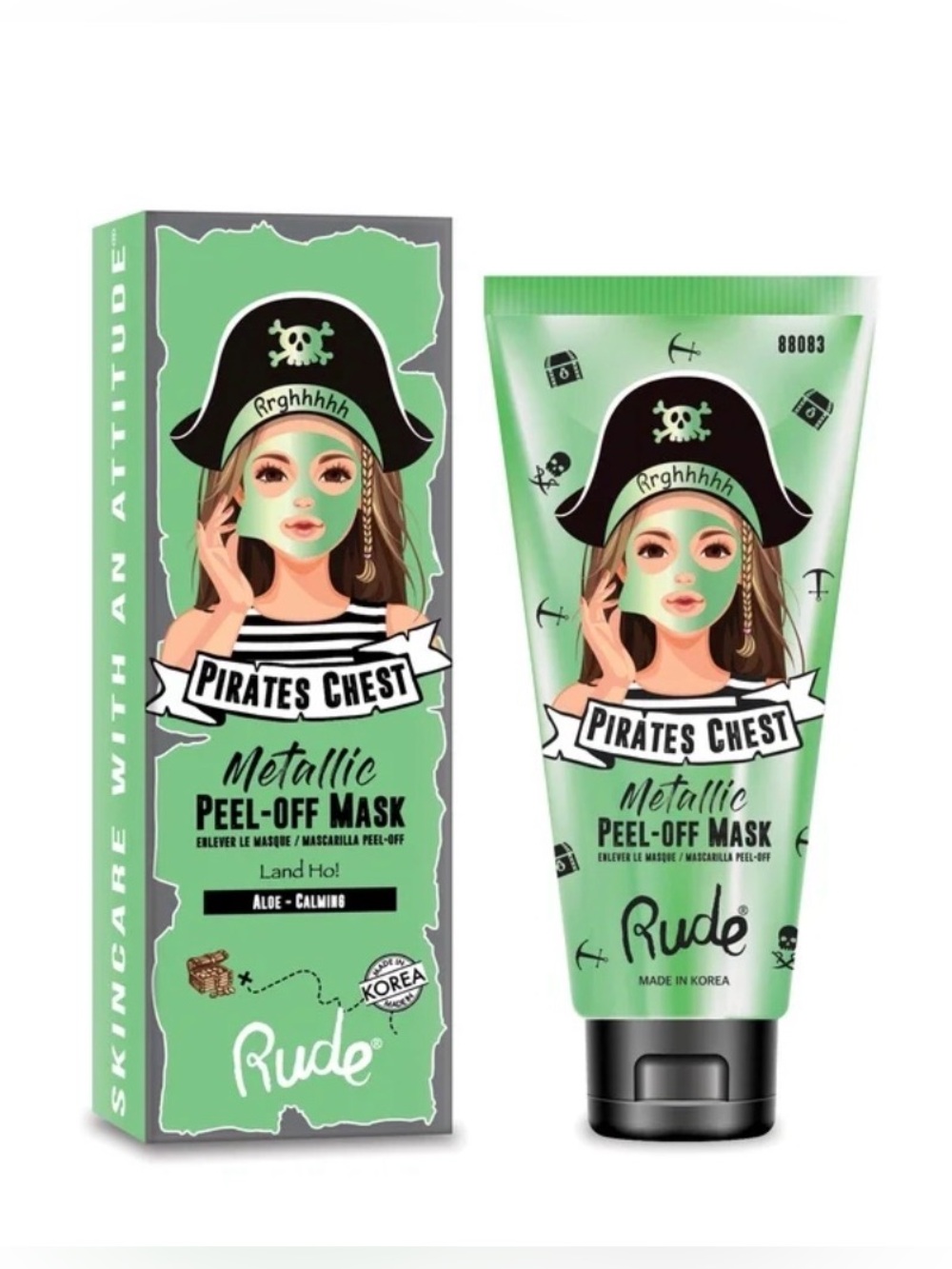 RUDE Pirates Chest Metallic Peel-Off Mask Aloe-Calming Skin Care